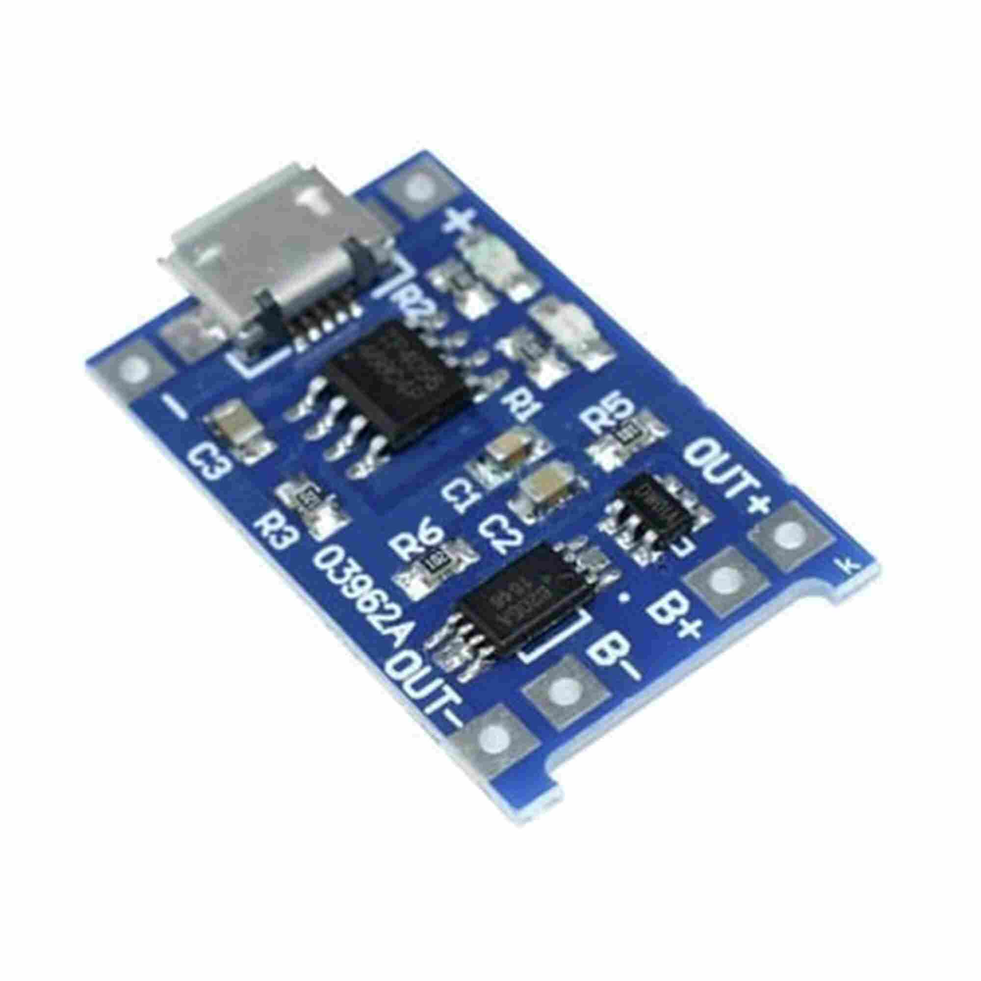 TP4056 1A Li ion Battery Charging Module with Micro USB & Protection Circuit BMS  For 18650 Rechargeable Cells